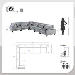 Jonas Corduroy 6-Piece Modular Sectional Sofa