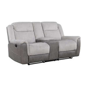 Nadalia Fabric Upholstery Manual Double Reclining Loveseat with Console