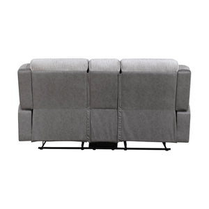 Nadalia Fabric Upholstery Manual Double Reclining Loveseat with Console