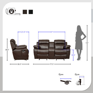 Viggo Double Glider Reclining Love Seat with Center Console