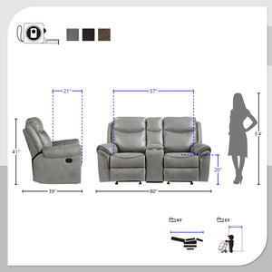 Brisa 3-Piece Manual Reclining Living Room Sofa Set