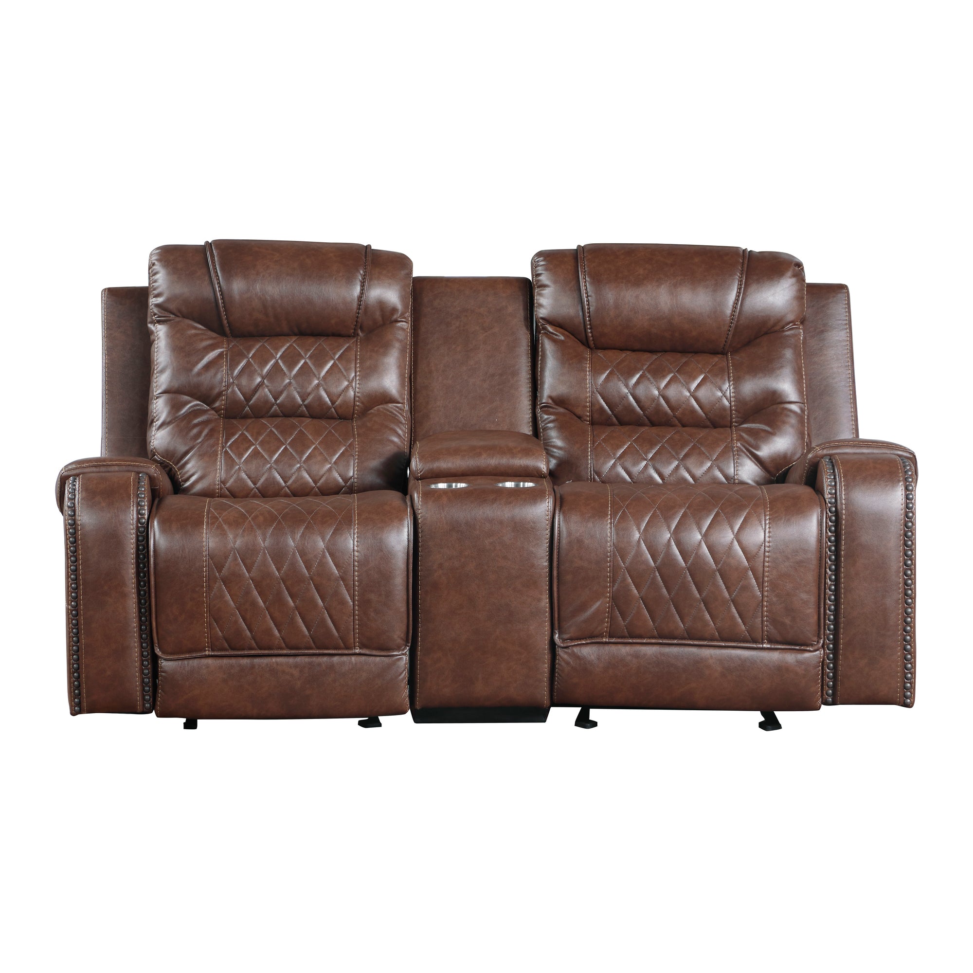 Lenci Double Glider Reclining Loveseat with Center Console, Receptacles and USB port