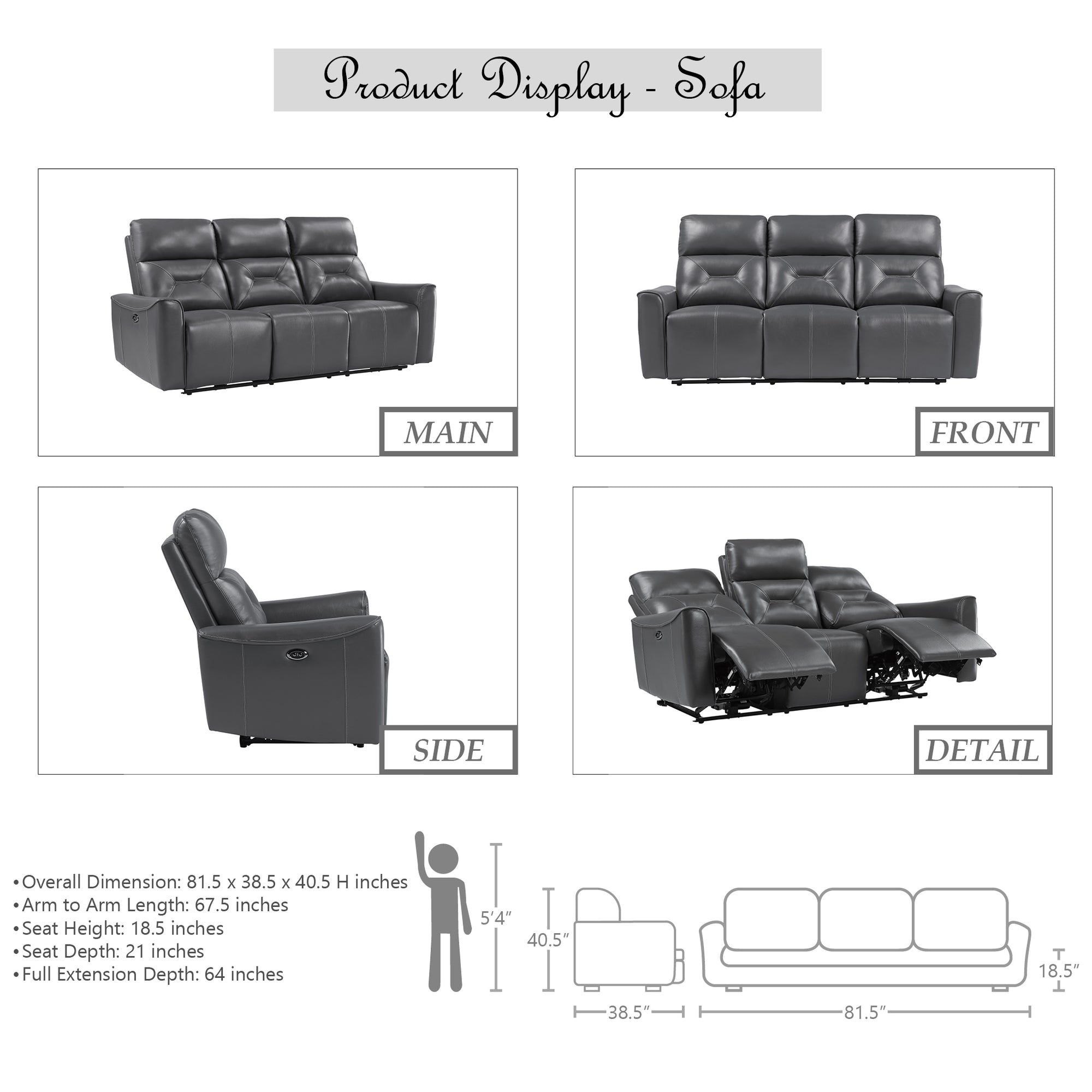 Rheit 3-Piece Power Reclining Living Room Set