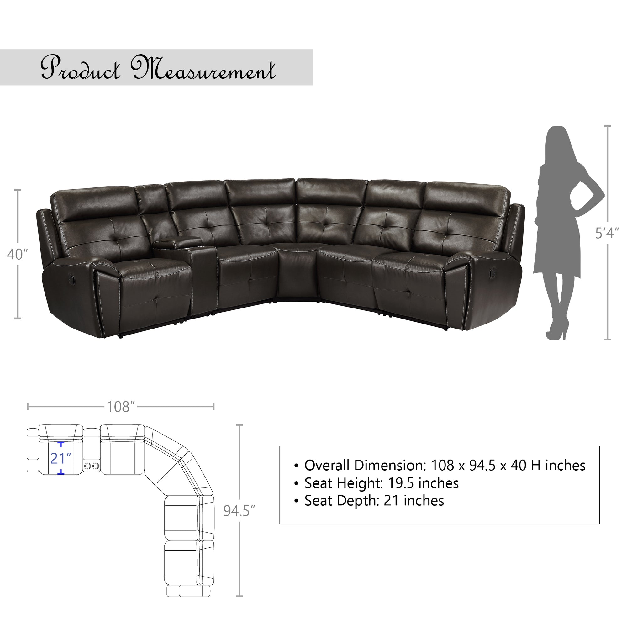 Veilleux 6-Piece Modular Reclining Sectional Sofa