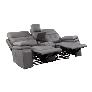 Dalal Power Double Reclining Love Seat with Center Console and Power Headrests, USB Port