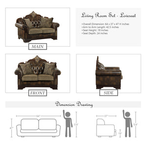 Irina 3-Piece Living Room Set