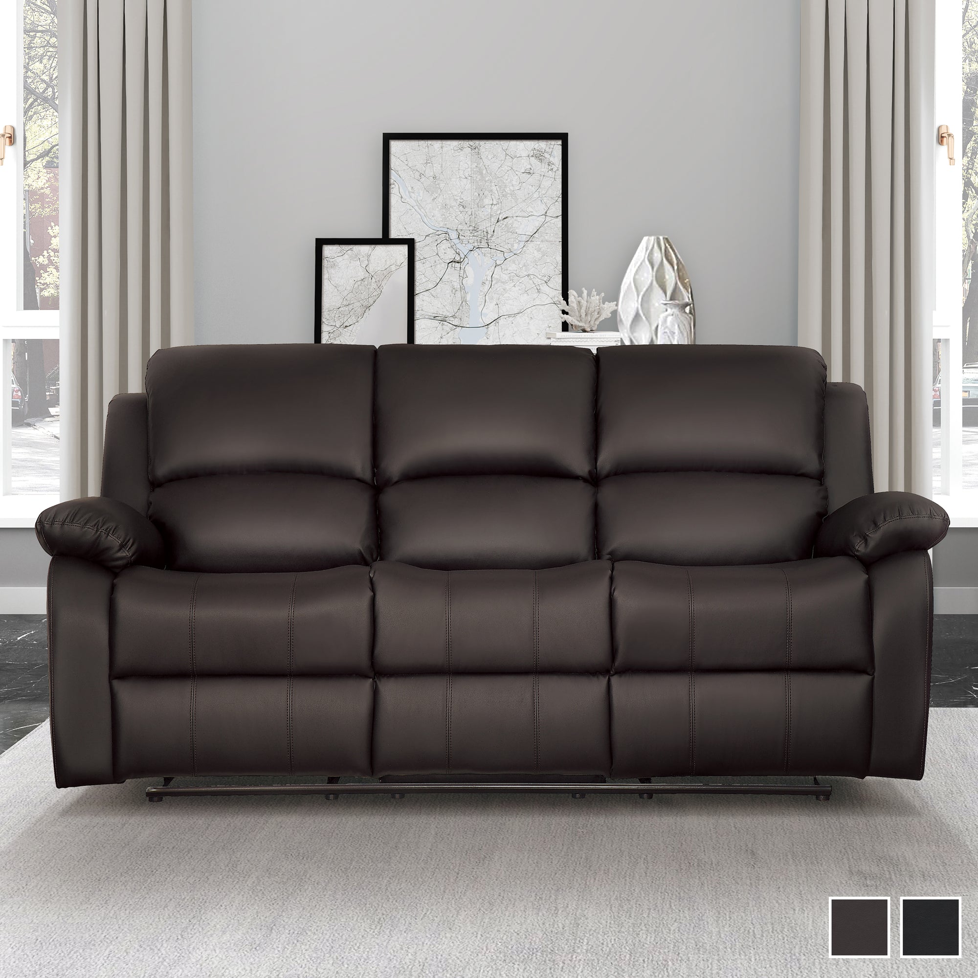 Emilio Double Reclining Sofa with Center Drop-Down Cup Holders